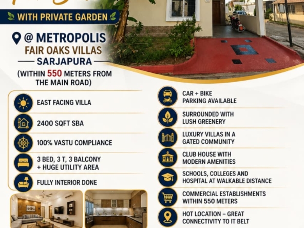Premium Duplex Villa for Sale @ Metroplis Fair Oaks Villas Sarjapur